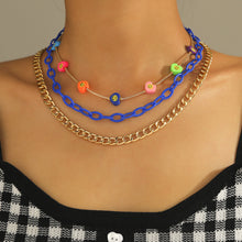 Load image into Gallery viewer, Multi-layer Fashion Personalized Beaded Necklace Choker Handmade Soft Clay Flower Rice Beads Chain Multicolor Necklace Women Jewelry