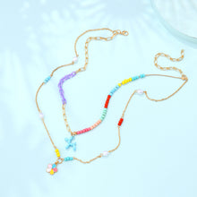 Load image into Gallery viewer, Multi-layer Fashion Personalized Beaded Necklace Choker Handmade Soft Clay Flower Rice Beads Chain Multicolor Necklace Women Jewelry