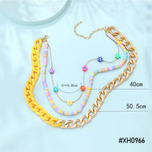 Load image into Gallery viewer, Multi-layer Fashion Personalized Beaded Necklace Choker Handmade Soft Clay Flower Rice Beads Chain Multicolor Necklace Women Jewelry