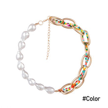 Load image into Gallery viewer, Fashion Personalized Punk Beaded Necklace Handmade Rice Bead Splicing Chain Imitation Pearl Multicolor Necklace Women Jewelry