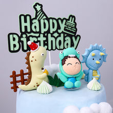 Load image into Gallery viewer, 3D Dinosaur Cake Topper Cartoon Kids Birthday Cake Decoration Party Favors Supplies Boys Toy Love gifts Cute Figure Ornaments