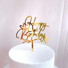 Load image into Gallery viewer, Acrylic Cake Topper Resuable Double Heart Happy Birthday Topper Cupcake Dessert Decor Birthday Party Supplies
