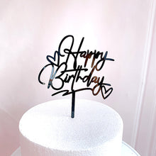 Load image into Gallery viewer, Acrylic Cake Topper Resuable Double Heart Happy Birthday Topper Cupcake Dessert Decor Birthday Party Supplies