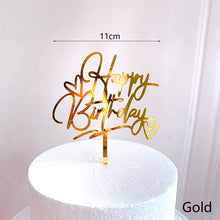Load image into Gallery viewer, Acrylic Cake Topper Resuable Double Heart Happy Birthday Topper Cupcake Dessert Decor Birthday Party Supplies