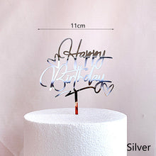 Load image into Gallery viewer, Acrylic Cake Topper Resuable Double Heart Happy Birthday Topper Cupcake Dessert Decor Birthday Party Supplies
