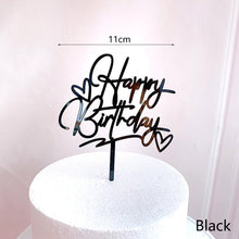 Load image into Gallery viewer, Acrylic Cake Topper Resuable Double Heart Happy Birthday Topper Cupcake Dessert Decor Birthday Party Supplies