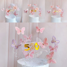 Load image into Gallery viewer, 5pcs Butterfly Cake Decoration Embroidery Butterfly Cake Topper Romantic Valentine's Day Baking Decoration Supplies