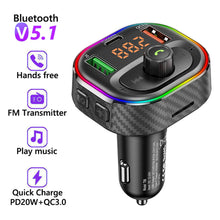 Load image into Gallery viewer, Car FM Transmitter Car MP3 Player Type C PD 20W USB QC3.0 Fast Charging Car Charger Handsfree Bluetooth 5.0 FM Modulator