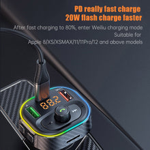 Load image into Gallery viewer, Car FM Transmitter Car MP3 Player Type C PD 20W USB QC3.0 Fast Charging Car Charger Handsfree Bluetooth 5.0 FM Modulator