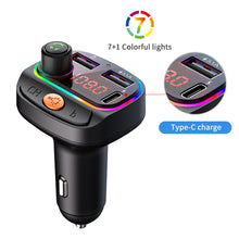 Load image into Gallery viewer, Car Bluetooth 5.0 Transmitter Wireless Mp3 Player Handsfree Audio Receiver Ambient Light FM Transmitter Type-C 3.1A Quick Charge