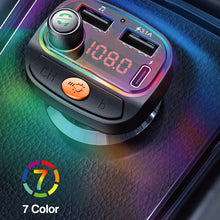 Load image into Gallery viewer, Car Bluetooth 5.0 Transmitter Wireless Mp3 Player Handsfree Audio Receiver Ambient Light FM Transmitter Type-C 3.1A Quick Charge