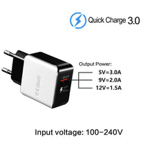 Load image into Gallery viewer, 3A Quick Charge 3.0 USB Charger EU Wall Mobile Phone Charger Adapter for iPhone X MAX 7 8 QC3.0 Fast Charging for Samsung Xiaomi