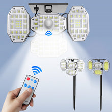 Load image into Gallery viewer, All Side Solar Lamp Garden Wall/Spike Solar/USB Charging Light with Control Outdoor Waterproof Spotlight 4 Head Lighting Security Street Lamp lanterns