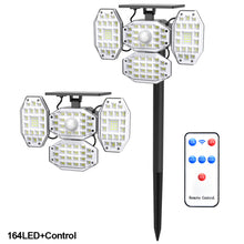 Load image into Gallery viewer, All Side Solar Lamp Garden Wall/Spike Solar/USB Charging Light with Control Outdoor Waterproof Spotlight 4 Head Lighting Security Street Lamp lanterns