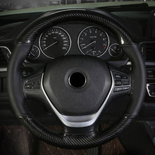 Load image into Gallery viewer, Car Wheel Cover Hand-stitched Carbon Fiber Steering Sports Wheel Cover Non-slip Leather Braid For Steering Wheel