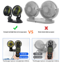 Load image into Gallery viewer, Car Fan Multi-Angle Rotatable Dual Head 3-Speed Dashboard USB Powered For Summer Cooling Fan Accessories