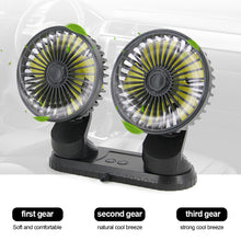 Load image into Gallery viewer, Car Fan Multi-Angle Rotatable Dual Head 3-Speed Dashboard USB Powered For Summer Cooling Fan Accessories
