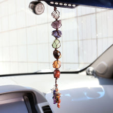 Load image into Gallery viewer, 7 Chakra Tumbled Gemstone Tassel Car Pendant Home Hanging Ornament Natural Stone Tassel Spiritual Meditation Auto Styling Decor