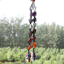 Load image into Gallery viewer, 7 Chakra Tumbled Gemstone Tassel Car Pendant Home Hanging Ornament Natural Stone Tassel Spiritual Meditation Auto Styling Decor