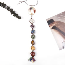 Load image into Gallery viewer, 7 Chakra Tumbled Gemstone Tassel Car Pendant Home Hanging Ornament Natural Stone Tassel Spiritual Meditation Auto Styling Decor