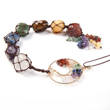 Load image into Gallery viewer, 7 Chakra Tumbled Gemstone Tassel Car Pendant Home Hanging Ornament Natural Stone Tassel Spiritual Meditation Auto Styling Decor