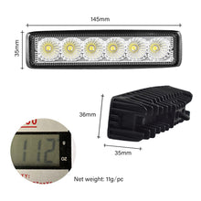 Load image into Gallery viewer, 18W 6 LED Car LED Work Light High Bright DRL Spotlight For Truck Offroad Car Tractor SUV ATV Bar LED Headlights 12V Driving Lamp