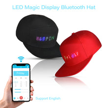 Load image into Gallery viewer, LED Bluetooth Mobile Phone APP Controlled Baseball Hat Scroll Message Display Board Hip Hop Street Snapback Cap Unisex