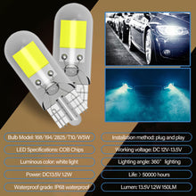 Load image into Gallery viewer, 2Pcs W5W LED T10 COB Sapphire Economic Upgraded Pop Car Light Bulb High Bright Drive-free Wedge Dome Reading Lamp 12V 6000K