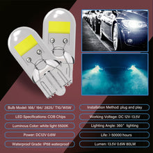 Load image into Gallery viewer, 2Pcs Super Bright T10 LED BULB W5W Sapphire COB Drive-Free led wedge bulb Dome Reading Lamp Bulb Super Bright 12V Car Bulb 6000K