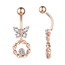 Load image into Gallery viewer, Personalized Butterfly Zircon Navel Ring Creative Crystal Belly Button Rings Simple Cute Fashion Alloy Women Body Piercing Jewelry
