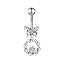 Load image into Gallery viewer, Personalized Butterfly Zircon Navel Ring Creative Crystal Belly Button Rings Simple Cute Fashion Alloy Women Body Piercing Jewelry