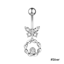Load image into Gallery viewer, Personalized Butterfly Zircon Navel Ring Creative Crystal Belly Button Rings Simple Cute Fashion Alloy Women Body Piercing Jewelry