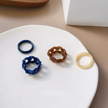 Load image into Gallery viewer, 2pcs/set Trendy Acrylic Resin Ring Fashion Creative Simple Retro Personality Chain Ring Women Female Jewelry Gifts