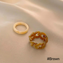 Load image into Gallery viewer, 2pcs/set Trendy Acrylic Resin Ring Fashion Creative Simple Retro Personality Chain Ring Women Female Jewelry Gifts