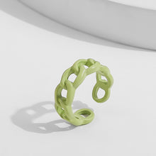 Load image into Gallery viewer, Fashion Threaded Chain Metal Spray Paint Candy Color Rings for Women Party Pink Yellow Blue Opening Adjustable Ring Jewelry