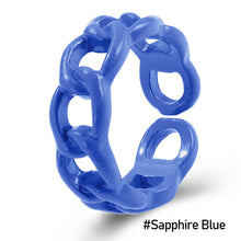 Load image into Gallery viewer, Fashion Threaded Chain Metal Spray Paint Candy Color Rings for Women Party Pink Yellow Blue Opening Adjustable Ring Jewelry