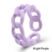Load image into Gallery viewer, Fashion Threaded Chain Metal Spray Paint Candy Color Rings for Women Party Pink Yellow Blue Opening Adjustable Ring Jewelry