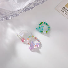 Load image into Gallery viewer, Fashion Resin Summer Flower Butterfly Ring Creative Rice Beads Retro Colorful Handmade Beaded Ring Women Female Jewelry Gifts