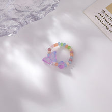 Load image into Gallery viewer, Fashion Resin Summer Flower Butterfly Ring Creative Rice Beads Retro Colorful Handmade Beaded Ring Women Female Jewelry Gifts