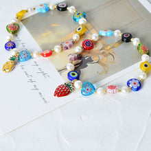 Load image into Gallery viewer, Fashion Summer Candy Color Glass Flower Rainbow Stitching Bracelet Freshwater Pearl Stretch Bracelet Women Jewelry Accessories