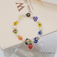 Load image into Gallery viewer, Fashion Summer Candy Color Glass Flower Rainbow Stitching Bracelet Freshwater Pearl Stretch Bracelet Women Jewelry Accessories