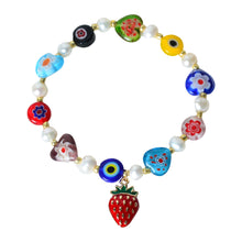 Load image into Gallery viewer, Fashion Summer Candy Color Glass Flower Rainbow Stitching Bracelet Freshwater Pearl Stretch Bracelet Women Jewelry Accessories