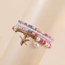 Load image into Gallery viewer, Crystal Clear Rice Beads Bracelet Imitation Pearl Starfish Multilayer Flower Summer Bohemia Women Jewelry Accessories