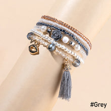 Load image into Gallery viewer, Crystal Clear Rice Beads Bracelet Imitation Pearl Starfish Multilayer Flower Summer Bohemia Women Jewelry Accessories