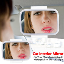 Load image into Gallery viewer, Universal Car Mirror Makeup Mirror Glass Rear View Mirror Hanging Vanity With LED Light Sun Visor Mirror