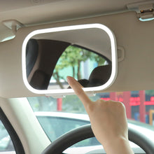 Load image into Gallery viewer, Car Sun Visor LED Makeup Mirror Touch Switch Fill Adjustable Light Rechargable USB Makeup Mirror Sun Visor Interior Mirror