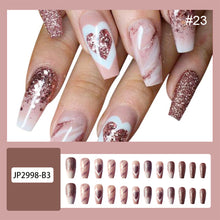 Load image into Gallery viewer, 24pcs/set Nail Pieces Fashion Multicolor Nail Patches Removable Fake Nails Extensions Nail Art Accessories