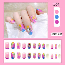 Load image into Gallery viewer, 24pcs/set Multicolor Nail Patches Nail Pieces Removable Fake Nails Extensions Nail Art Accessories