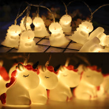 Load image into Gallery viewer, Cartoon Unicorn LED Light String Animal String Fairy Light Battery For Baby Children Room Decoration Indoor Wedding Party Decoration