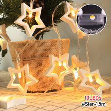 Load image into Gallery viewer, 1.5/3m Wooden Fairy Lights LED Star Heart Tree Light String For Window Room Indoor Outdoor Decor Christmas Wedding Party Decoration